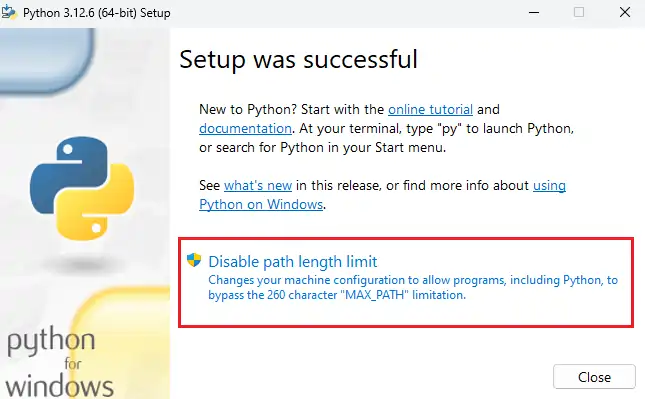 نصب موفق پایتون